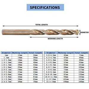 9mm Metric M35 Cobalt Steel Extremely Heat Resistant Twist Drill Bit of 1pcs with Straight Shank to Cut Through Hard Metals Such as Stainless Steel and Cast Iron, 5% Cobalt M35 Grade HSS-CO