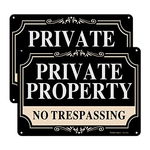 2 Pack No Trespassing Signs Private Property,10x7 Inch Rust Free Aluminum Metal Sign,Reflective,Fade Resistant,UV Protected,Weatherproof Up to 7 Years Indoor/Outdoor Use