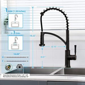 YITAHOME Kitchen Faucets with Pull Down Out Sprayer Oil Rubbed Bronze Commercial Sinks Faucet Single Hole Single Handle Brass Body for RV Laundry Kitchen (Oil Rubbed Bronze)