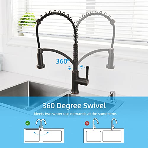 YITAHOME Kitchen Faucets with Pull Down Out Sprayer Oil Rubbed Bronze Commercial Sinks Faucet Single Hole Single Handle Brass Body for RV Laundry Kitchen (Oil Rubbed Bronze)