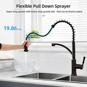 YITAHOME Kitchen Faucets with Pull Down Out Sprayer Oil Rubbed Bronze Commercial Sinks Faucet Single Hole Single Handle Brass Body for RV Laundry Kitchen (Oil Rubbed Bronze)