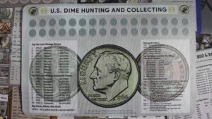u.s. dime hunting and collecting 11" x 17" coin roll mat rubber and cloth
