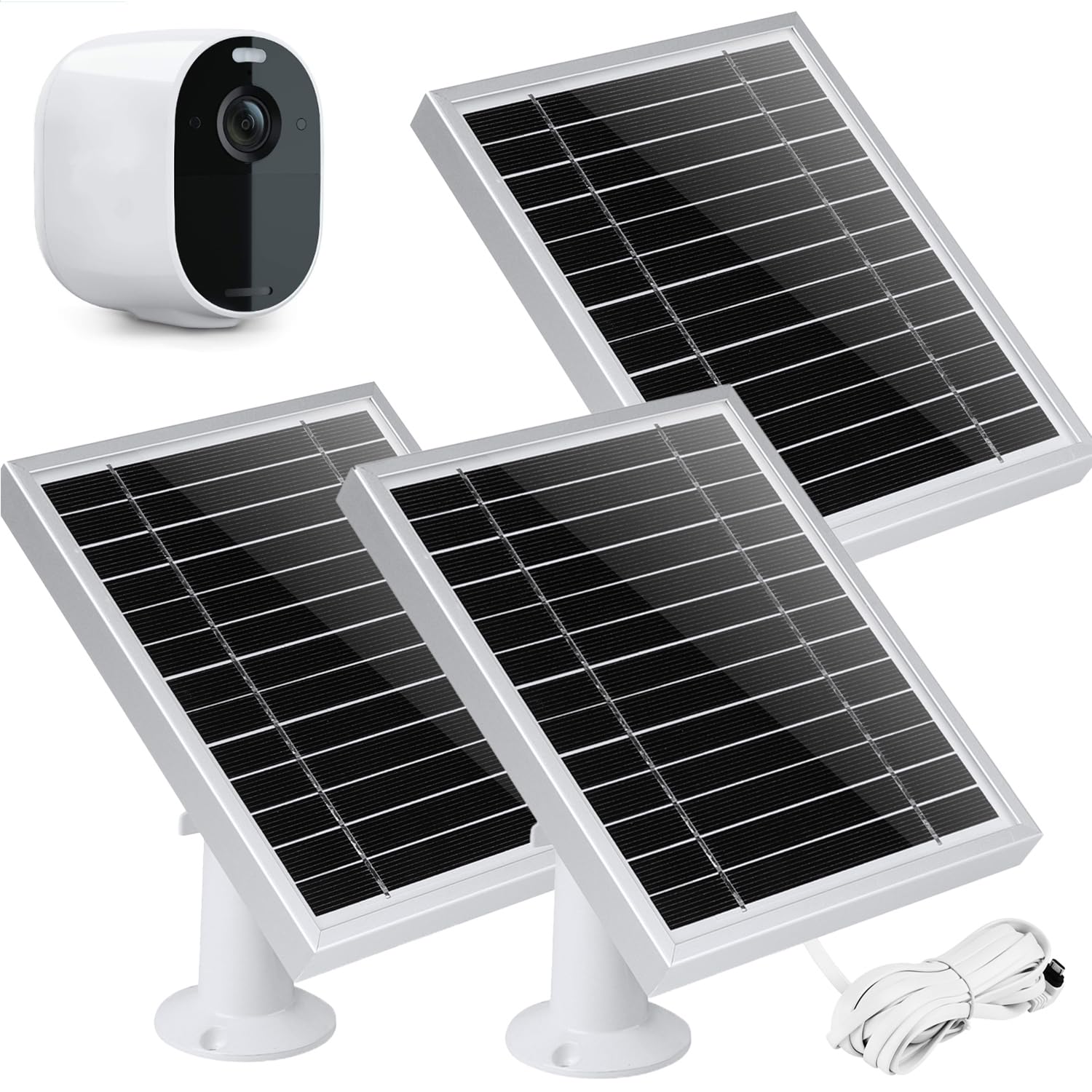 UYODM 3 Pack Solar Panel Charger Compatible with Arlo Essential Spotlight/XL Spotlight Only, 16.5ft Power Charging Cable Micro USB, IP66 Weatherproof Aluminum Alloy Frame Silver (Not for 2K/2nd Gen)