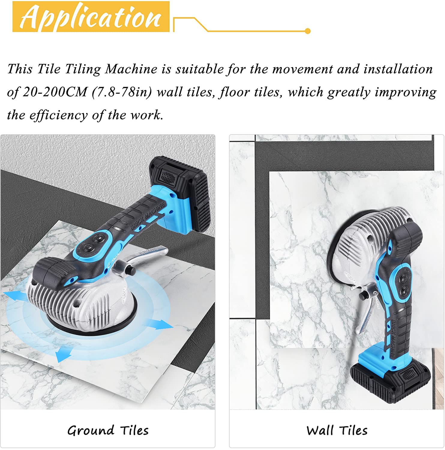 YJINGRUI Tile Vibration Machine 18000r/min, Tile Installation Tool Tile Tiling Machine, 16.8V 10AH Li-On Rechargeable (2 Battery)