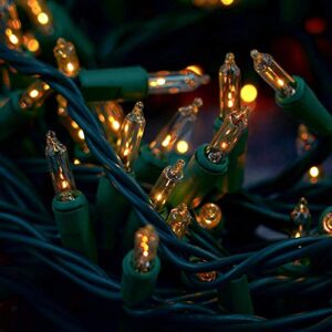 WATERGLIDE Christmas String Lights, 150 Lights 120V UL Certified Incandescent Clear Mini Green Wire Fairy Light, Xmas Tree Lights for Patio Wreath Garland Garden Outdoor Indoor Decoration