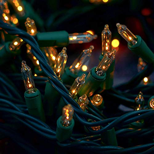 WATERGLIDE Christmas String Lights, 150 Lights 120V UL Certified Incandescent Clear Mini Green Wire Fairy Light, Xmas Tree Lights for Patio Wreath Garland Garden Outdoor Indoor Decoration