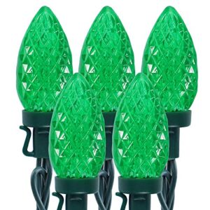 twinkle star c9 st patricks day string lights, 50 led 33ft outdoor fairy lights with 29v safe adaptor, extendable green wire string lights for holiday patio xmas tree wedding party decoration, green