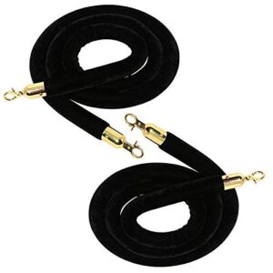 yaegarden 2-pack velvet stanchion rope 5ft stanchion queue barrier rope velvet rope crowd control rope barrier (black)