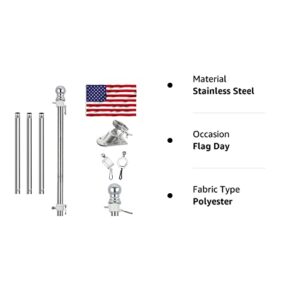 American flag with pole,Flag poles kit for 3 x 5 Flags Holder,Including 100% Polyester Flags, 6 FT stainless steel No Tangle Spinning Pole and 2-Position Flag Pole Bracket（American flag）