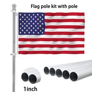 American flag with pole,Flag poles kit for 3 x 5 Flags Holder,Including 100% Polyester Flags, 6 FT stainless steel No Tangle Spinning Pole and 2-Position Flag Pole Bracket（American flag）