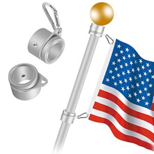 BONWIN 1" Flag Pole Rings, 2 Pcs Anti Wrap Flag Pole Clips Swivels, 360° Rotating Flagpole Flag Mounting Rings, Aluminum Alloy Spinning Flag Pole Kit Parts for 0.75-1.02" Diameter (1 Inch, Silver)