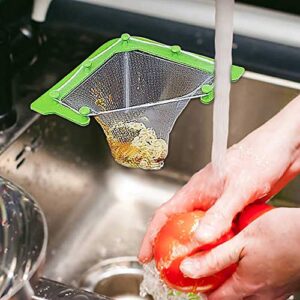 Kitchen sink strainer, Triangle Filter, Sink Strainer Bag sink net, Sink Fine Net Mesh Bag, Hanging Net Drain Basket Leftovers Soup Sink Garbage Storage Rack Holder(1 Holder + 100 PCS filters)