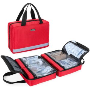 trunab small first aid kit bag empty portable emergency kits trauma bag, ideal for car, home, camping and hiking, red bag only