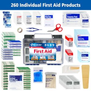 First Aid Only 91248 OSHA-Compliant All-Purpose 50-Person Emergency First Aid Kit for Home, Work, and Travel, 260 Pieces