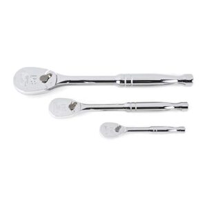gearwrench 3 piece 1/4", 3/8" & 1/2" drive 84 tooth full polish teardrop ratchet set - 81206a-07