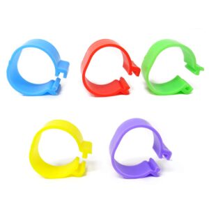 HONBAY 100PCS 5 Colors Poultry Foot Rings Leg Bands Clip-on Rings for Birds, Ducks and Chickens (16mm(1.1-5.5lbs))