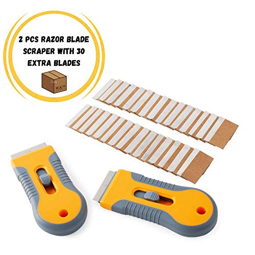 Bates- Razor Blade Scraper, 2 Pack, Razor Scraper Set with 30 Extra Blades, Razor Scraper, Window Scraper, Scraper Tool, Glass Scraper, Scraper Blades, Blade Scraper, Razor Blade Retractable.