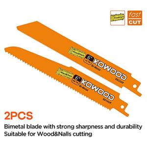 6-Inch Metal/Wood Saw Blades for Reciprocating/Sawzall Saws by KOWOOD for Dewalt,Bosch, Black & Decker, Makita, 6 PCS