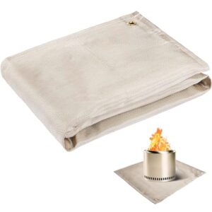 fire pit mat - 39 * 39in fireproof blanket for under fire pit, compatible with solo stove, heat resistant rug for outside indoor wooden deck grass lawn protection - camel