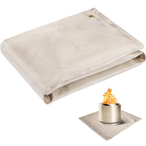 Fire Pit Mat - 39 * 39in Fireproof Blanket for Under Fire Pit, Compatible with Solo Stove, Heat Resistant Rug for Outside Indoor Wooden Deck Grass Lawn Protection - Camel