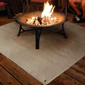 Fire Pit Mat - 39 * 39in Fireproof Blanket for Under Fire Pit, Compatible with Solo Stove, Heat Resistant Rug for Outside Indoor Wooden Deck Grass Lawn Protection - Camel