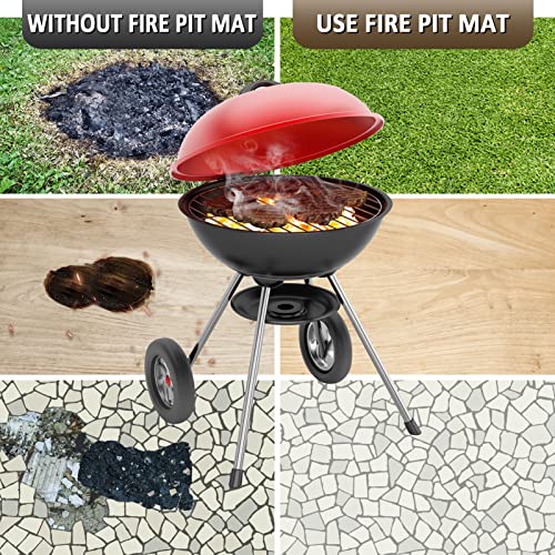 Fire Pit Mat - 39 * 39in Fireproof Blanket for Under Fire Pit, Compatible with Solo Stove, Heat Resistant Rug for Outside Indoor Wooden Deck Grass Lawn Protection - Camel
