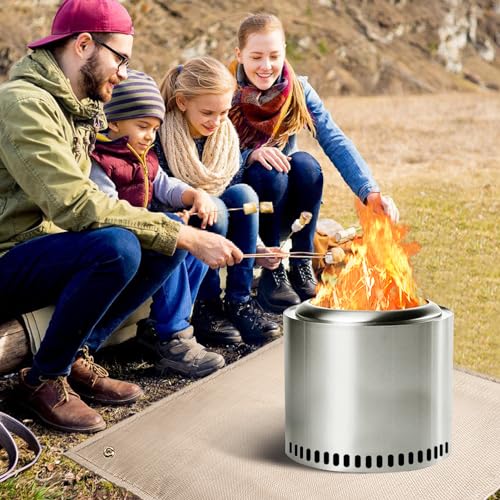 Fire Pit Mat - 39 * 39in Fireproof Blanket for Under Fire Pit, Compatible with Solo Stove, Heat Resistant Rug for Outside Indoor Wooden Deck Grass Lawn Protection - Camel