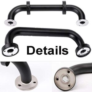 2 Pack 16 Inch Shower Grab Bar - 1.25" Diameter, ZUEXT Matte Black Stainless Steel Bathroom Grab Bar Handle, Bath Balance Bar,Safety Hand Rail Support,Handicap Injury Elderly Senior Assist Bath Handle