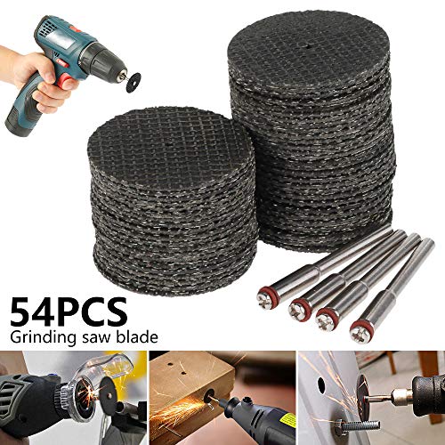 54 Pcs Abrasive Cutting Tool Accessory Reinforced Fiberglass Cut Off Wheels Abrasive Cutting Tool Disc with 4 Mandrels Included Rotary Discs Compatible with Dremel Cutting Rotary Tool Accessory