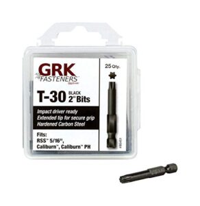 grk fasteners 2824753 t-30 x 2 in. star carbon steel 0.25 in. hex shank impact power bit - 25 piece