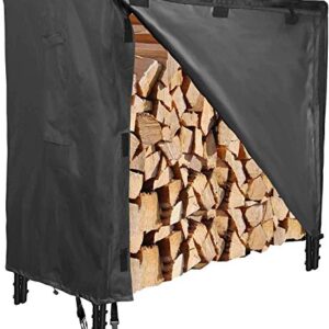 WWahuayuan 4Ft Firewood Log Rack Cover,600D Oxford Heavy Duty Outdoor All- Weather Outdoor Protection for Outdoor and Indoor Log Storage, Easy to Assemble to Assemble (4 Ft)