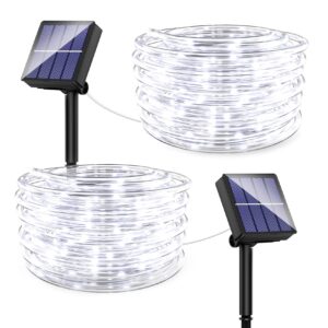 solar rope lights outdoor led- 40ft 100 led tube light 8 modes solar powered string rope lights waterproof for garden patio fence balcony yard tree decoration lighting
