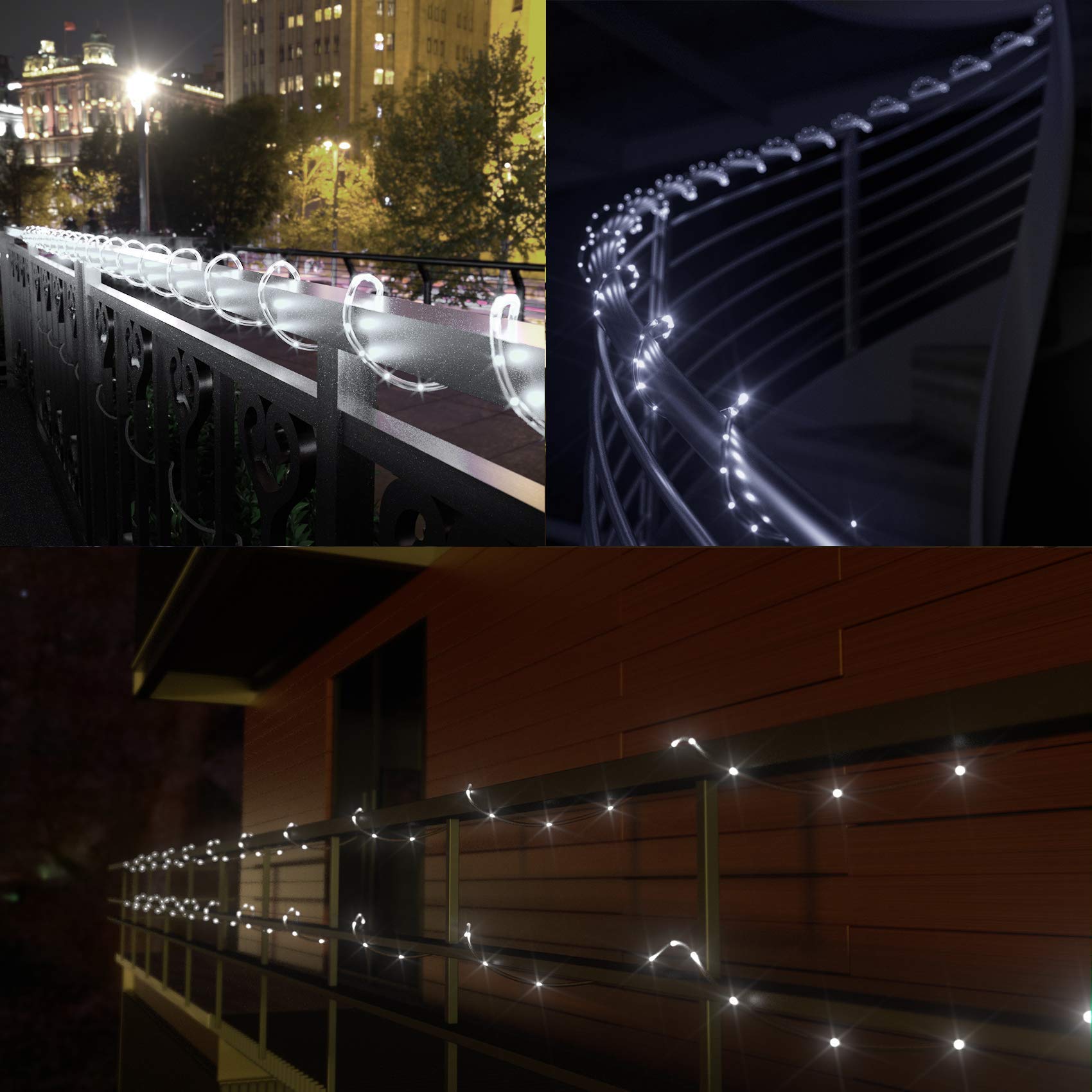 Solar Rope Lights Outdoor Led- 40FT 100 LED Tube Light 8 Modes Solar Powered String Rope Lights Waterproof for Garden Patio Fence Balcony Yard Tree Decoration Lighting