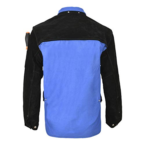 QeeLink Welding Jacket Split Leather Sleeves | Premium Flame Resistant Cotton Body Welder Jackets