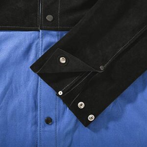 QeeLink Welding Jacket Split Leather Sleeves | Premium Flame Resistant Cotton Body Welder Jackets
