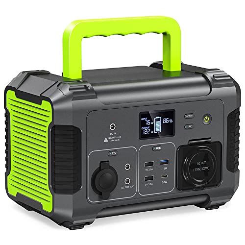 PAXCESS Rockman 300 Watt Compact Portable Solar and Battery Power Station with 8 Output Ports and Circuit Protection for Travel, Camping, or Home Use