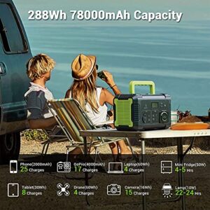 PAXCESS Rockman 300 Watt Compact Portable Solar and Battery Power Station with 8 Output Ports and Circuit Protection for Travel, Camping, or Home Use