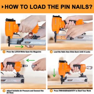 P625 23 Gauge Pneumatic Micro Pin Nailer 3/8-Inch to 1-Inch Length Air Power Headless Pinner Kit with 10,000 Pins Pin Nail Gun Pins Gun Brad Nailer Gun Finish Nailer Gun