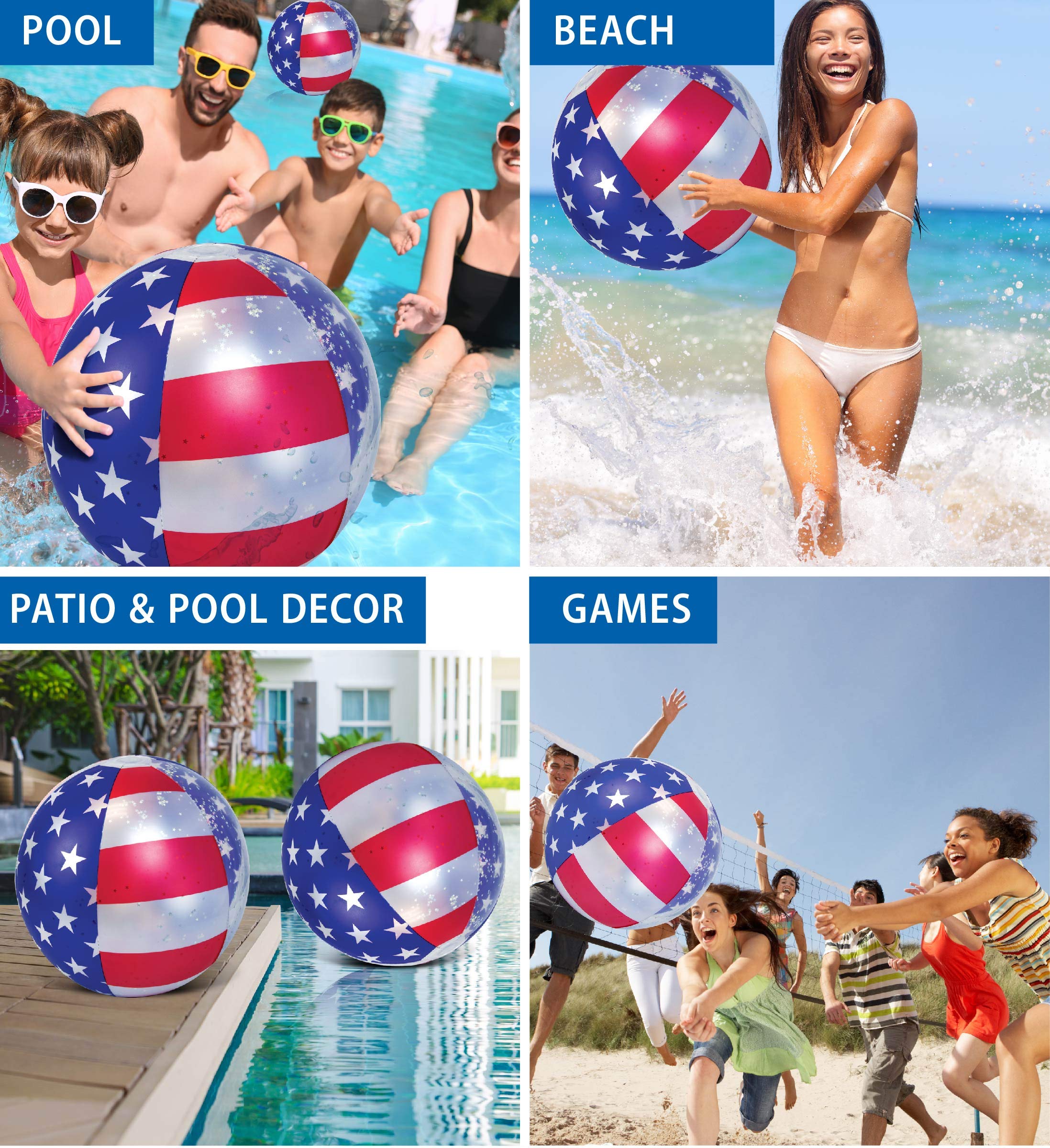 POZA USA Flag Inflatable Pool Float Tube - Sparkle Silver Star Filled American Flag Pool Float for Beach, River, or Lake, Patriotic Inflatable Blow Up Pool Float, 4th of July Pool Party - 36 Inch