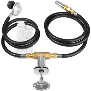 excelfu fire pit installation kit with 1/2" chrome key valve, propane gas fire pit valve control system kit hose assembly replacement for propane gas connection, 150k btu max