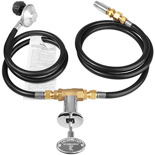 EXCELFU Fire Pit Installation Kit with 1/2" Chrome Key Valve, Propane Gas Fire Pit Valve Control System Kit Hose Assembly Replacement for Propane Gas Connection, 150K BTU Max