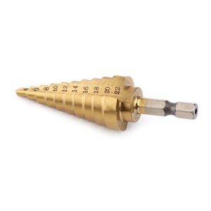 Step Drill Bit, 4-22mm High Speed Steel Hex Shank Step Bit, Cobalt Multiple Hole for Thin Steel Aluminum Plastic Boxes