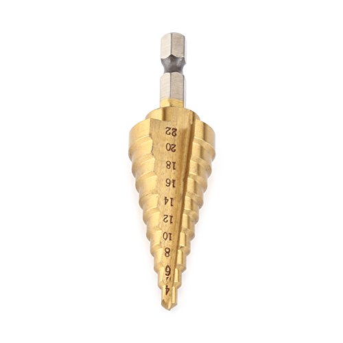 Step Drill Bit, 4-22mm High Speed Steel Hex Shank Step Bit, Cobalt Multiple Hole for Thin Steel Aluminum Plastic Boxes