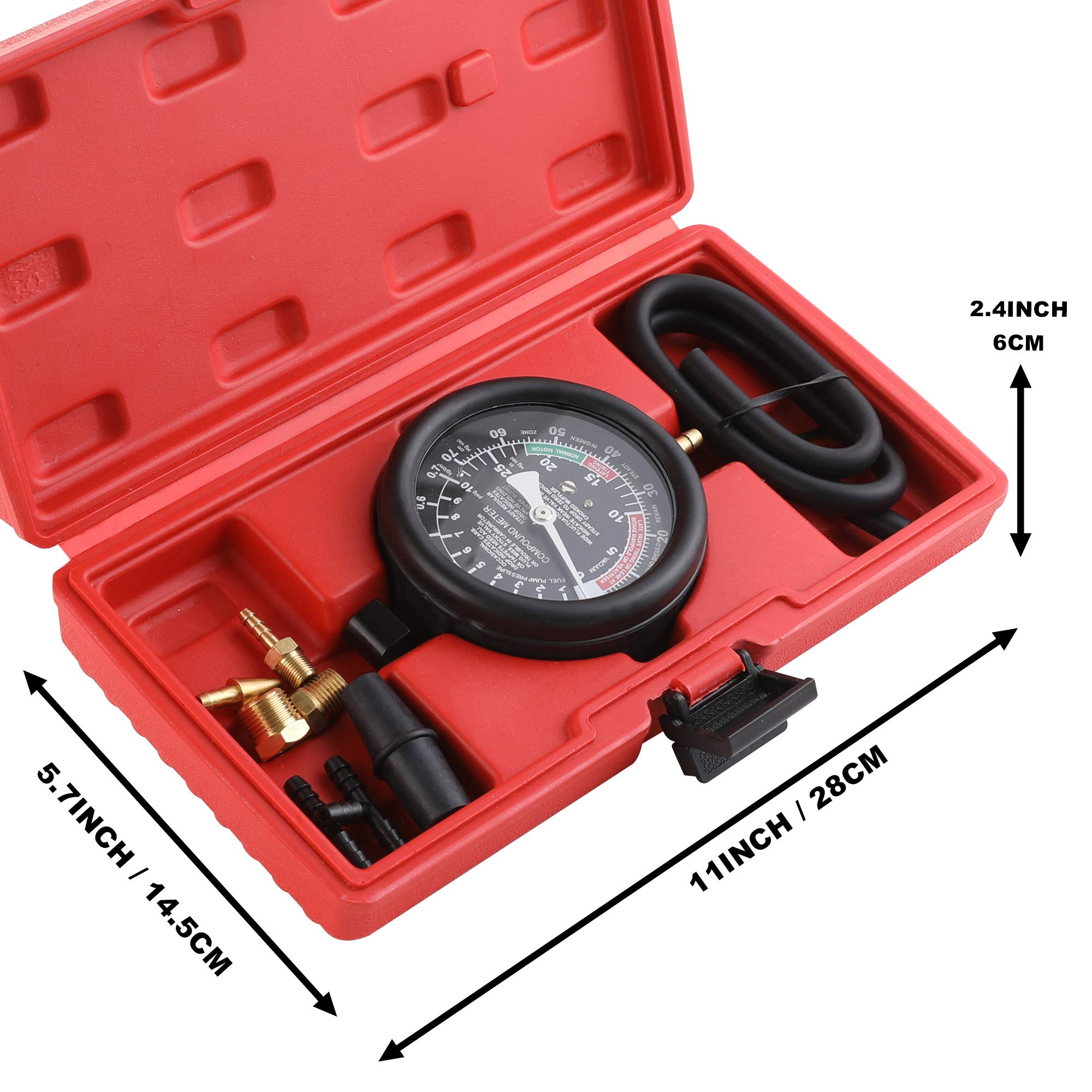 Hromee Fuel Pump and Vacuum Tester Gauge, Carburetor Pressure Diagnostics Leakage Tool Kit