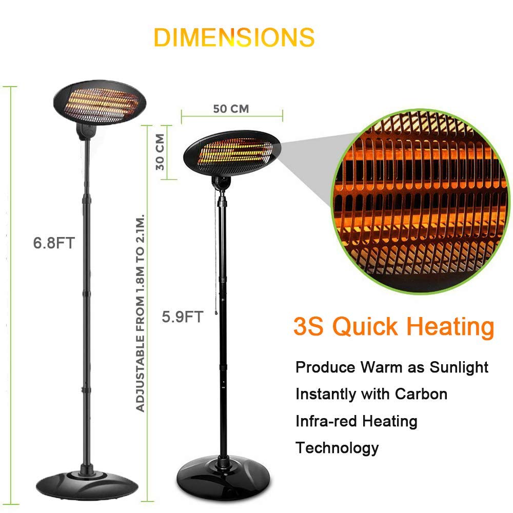 Outdoor Heater Electric -Infrared Patio Heater, 3 Adjustable Power Level Outdoor Heater & Overheat Protection, Infrared Heater for Patio, Garage, Courtyard