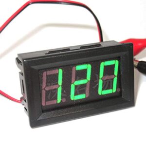 JacobsParts DC 5-120V 2-Wire Voltmeter 3-Digit LED Display Panel Volt Meter Digital Voltage Tester (Green)