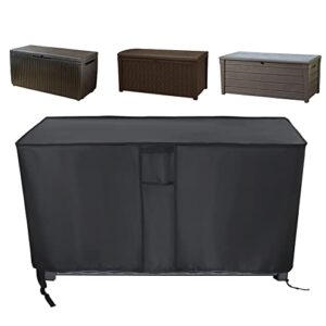 kingling deck box cover, outdoor storage box cover for yitahome 100 gallon/keter 80 gallon deck box, waterproof outside storage bench deck boxes covers black (50" l x 22" w x 25" h)