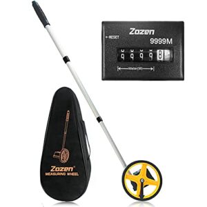 zozen metric measuring wheel in meters, meters measure wheel metric [up to 9,999m], meter measurement wheel collapsible wheel with carrying bag