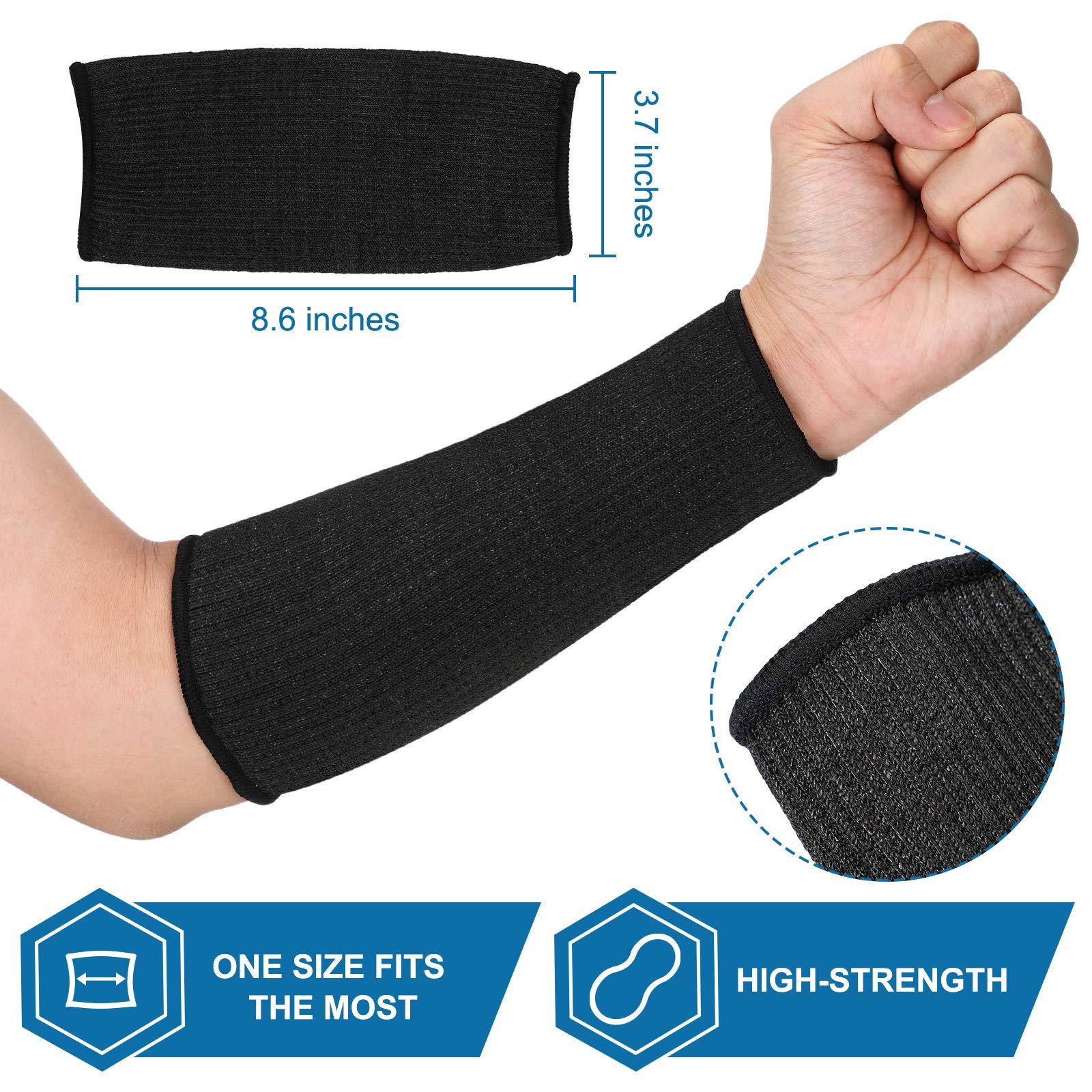 2 Pairs Cut Resistant Sleeve Arm Protection Sleeves Level 5 Protection Safety Protective Sleeves for Men Women (Black, Gray, 8.6 x 3.7 Inches)