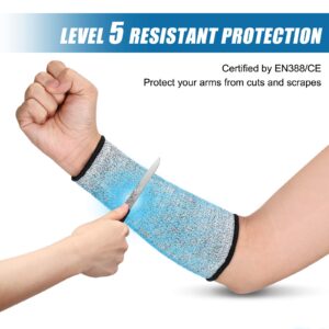 2 Pairs Cut Resistant Sleeve Arm Protection Sleeves Level 5 Protection Safety Protective Sleeves for Men Women (Black, Gray, 8.6 x 3.7 Inches)